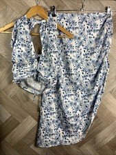 Cider White & Blue Floral 2 Piece Matching Skirt & Halterneck Top Set Size Small