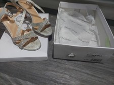 Roland Cartier Marama Silver Glitter Cross Strap Diamante Sandals UK Size 5 / 38