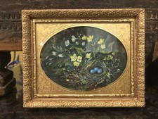 Dolls house Miniature OIL PAINTING of "STILL LIFE BIRDS NEST" BY DAVID EVANS.