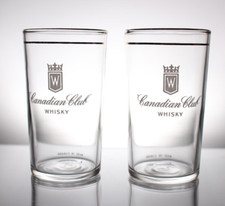 Set of 2 Vintage Tumbler Glasses Canadian Club Whisky Made in Canada 250ml