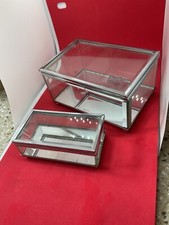 lisbeth dahl glass jewellery boxes x2- large and small - good condition