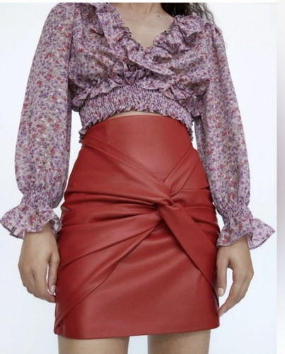 Zara red faux - red,