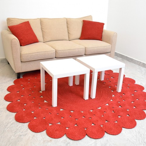 Round jute rug handmade - rug, area