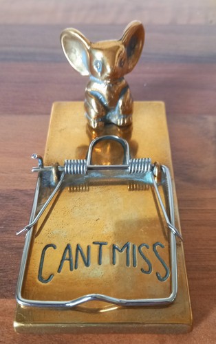Vintage solid brass - mouse, trap
