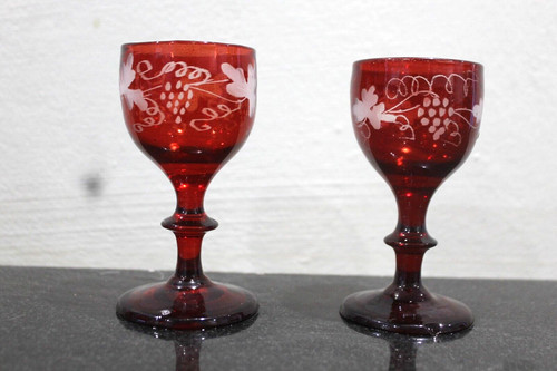 Antique etched cranberry - etched,