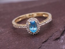9ct Yellow Gold Blue Topaz &