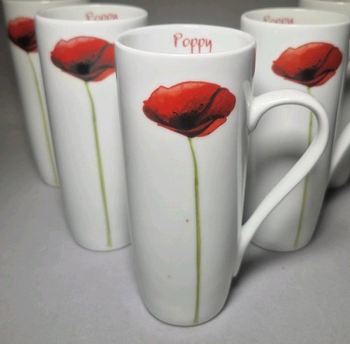 Dunelm red poppy latte mugs - 4x,