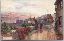 Artistic Antique Postcard Coverack Cornwall Village Scene Raphael Tuck England