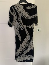 Whistles Black/Grey Leaf Print Ladies Dress Size 10 Side Zip Closure