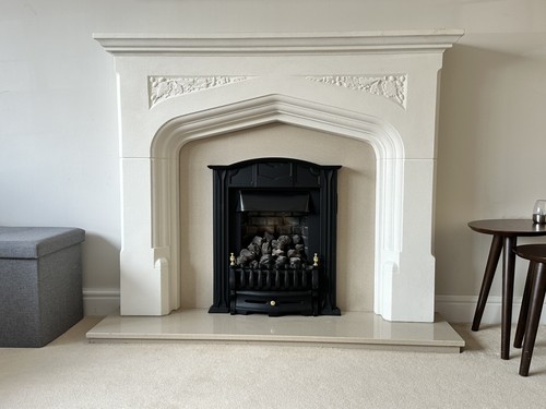 Complete limestone fireplace - complete,
