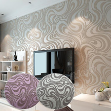 10M Modern Wallpaper Abstract Curves Non woven 3D Effect Living Room Wall Decor,
