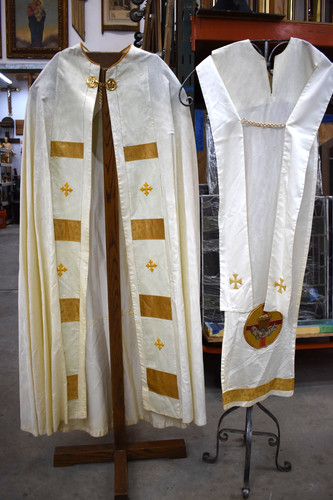 Older white cope with stole - white,