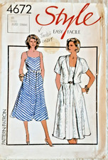Vintage Sewing Pattern Style 4672 Bias Sundress & Jacket Size 10  Complete 80s