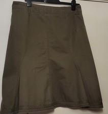 Fat Face, Khaki Denim, Fit And Flare Knee Length, Casual Skirt 14