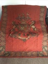 Throw Red Gold Heraldic Coat Of Arms, lion horse shield, Sola Virtus Indicts