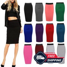 Womens Pencil Midi Skirt