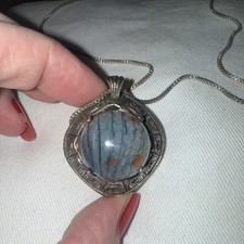 Miracle Pendant Glass Cabochon Pendant On Chain Signed