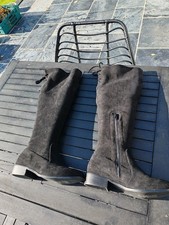 Ladies Extra Wide Sz 5 EEE over Knee Black Suede like Boots Low Heel Evans