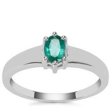 GEMPORIA Zambian Emerald Ring in Sterling Silver 0.42cts Size R to S BNIP