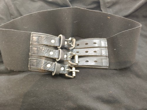 Black leather belt - , with