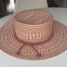 Pink Ivory Straw Boater Hat