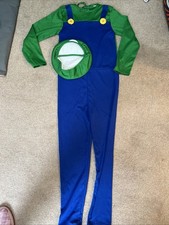 Super Mario Bros Luigi Fancy Dress Dressing Up Outfit Costume Age 11-12 Years
