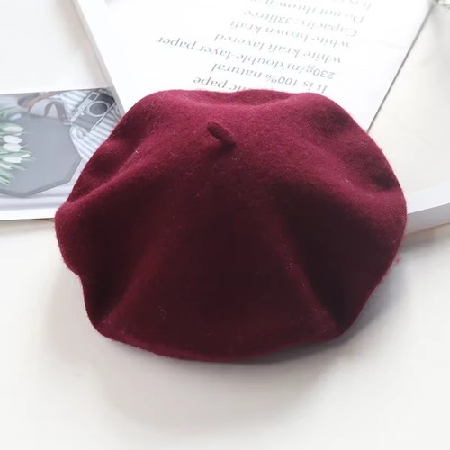 Plain beret hat wool autumn - plain,