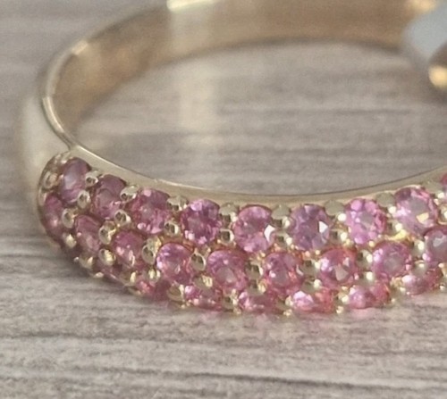 9ct gold pink - ring, size