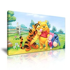 Winnie The Pooh Bear And His Friends Stretched Canvas Print Wall Art More Sizes