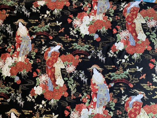 Japanese cotton fabric geisha - japanese,
