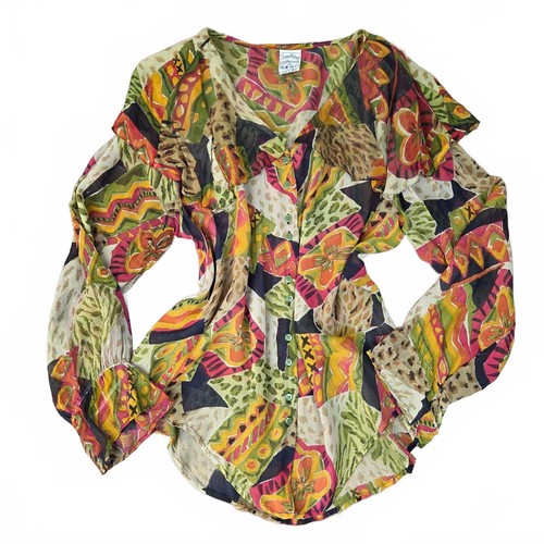 Vintage 90s boho sheer ruffle - 90s,