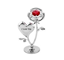 CRYSTAL ORNAMENT GIFT SET CRYSTOCRAFT WITH SWAROVSKI ELEMENTS STRASS ROSE FLOWER