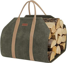 Waxed Canvas Log Carrier Tote