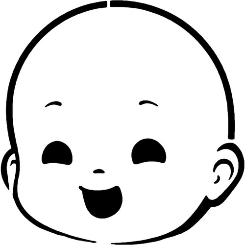 Happy baby face stencils - 'happy, face'