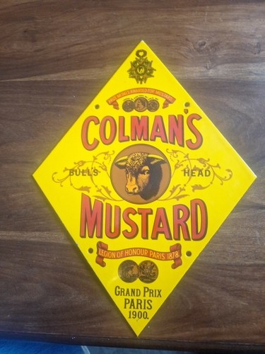 Vintage colmans mustard enamel - mustard,
