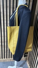 Mustard yellow Italian handbag Soft leather tote shoulder shopper bag Borse 