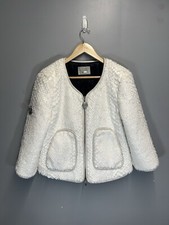 Elisa Cavaletti Jacket Size Medium White Full Zip Pocketse Elegant Feather