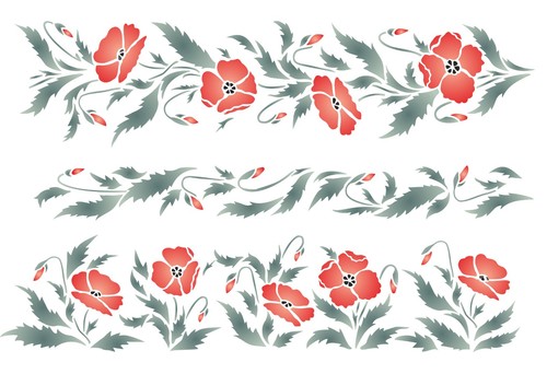 Poppy stencil set large - set,