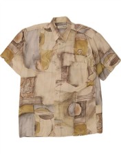 CASA MODA Mens Short Sleeve Shirt XL Beige Patchwork AN08