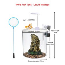 Round Fish Tank Transparent Oxygenated Flowing Water Desktop Small Aquarium UK