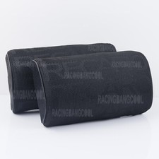 2pcs Recaro Black Fabric Headrest Pillow Supports Racing Neck Rest Seat Material