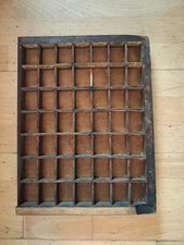 printers wooden type tray 36.5  x  27.5cm. sections are 4.2x3.2cm used condition