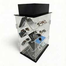 Large Clear Acrylic Rotating Display Cabinet with Lock – 4-Shelf Showcase
