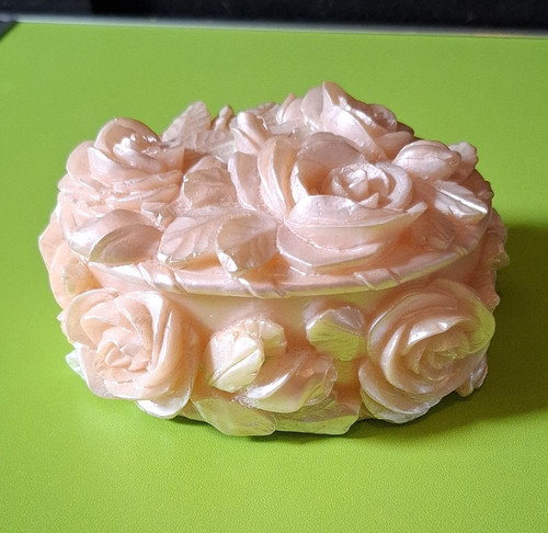 Oval pink plastic rose - plastic,