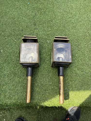 Antique pair carriage lamps - antique,