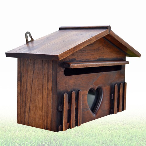 Wall mounted wooden mailbox - wall,