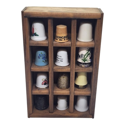 Vintage wood thimble display - vintage,
