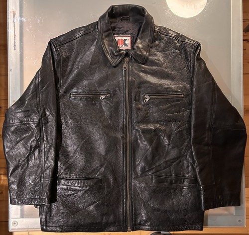 Vintage black real leather - real,