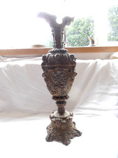 Ewer Jug Baroque Spelter Antique White Metal 39cm tall