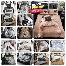 3D Duvet Cover Set Animal Bedding Quilt with Pillowcase Single Double King Sizes